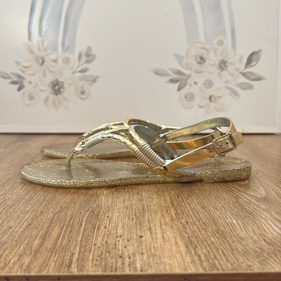 Lilly Pulitzer Gold Glitter Jelly Thong Sandals Women’s Size 5 - Picture 3 of 12